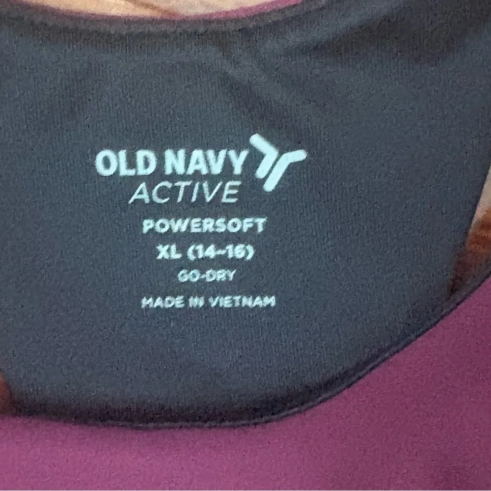 Old Navy Active Powersoft Bra iPlumeria Purple Girls XL 14-16 Athletic Long Line